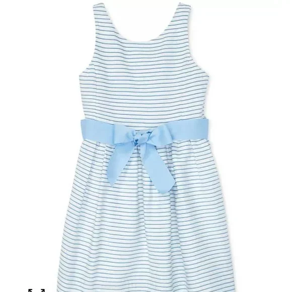 New Polo Ralph Lauren Toddler Girls Striped Fit & Flare Cotton Dress New Polo Ralph Lauren Toddler Girls Striped Fit & Flare Cotton Dress